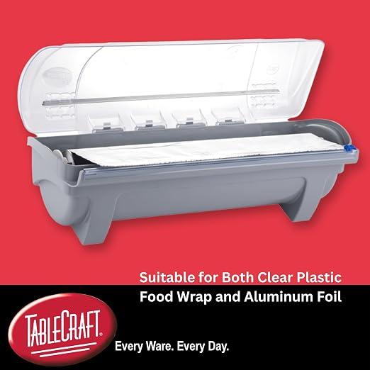 TableCraft KK6 KenKut 24" Film and Foil Dispenser, ABS Construction, Holds 24" Rolls up to 6" Diameter, Anti-Static Bar, Metal Safety Blade, Wall-Mount & Suction-Cup Options, Dishwasher Safe