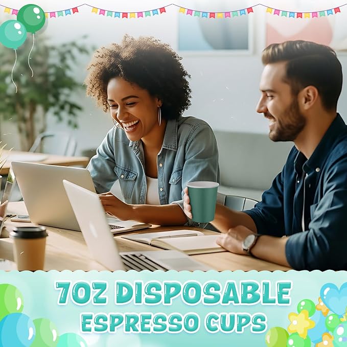 100 Pcs Sage Green Paper Cups 7 oz Disposable Party Cups Bulk for Birthday Rainbow Party Supplies DIY and Holiday Hot Cold Beverage