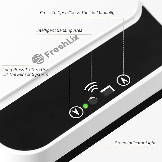 FRESHLIX Smart Touchless Bathroom Trash Can 2.6 Gallon Automatic Motion Sensor Rubbish Can with Lid Electric Waterproof Narrow Small Garbage Bin