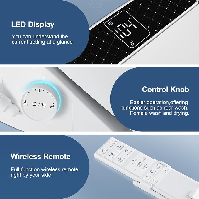 Heated Bidet Toilet Seat with Remote - Electric Bidet Seat(Elongated)