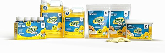 Camco TST MAX RV Toilet Treatment Drop-INs - Control Unwanted Odors & Break Down Waste and Tissue - Safe Septic Tank Treatment - Lemon Scent, 15-Pack (41570)