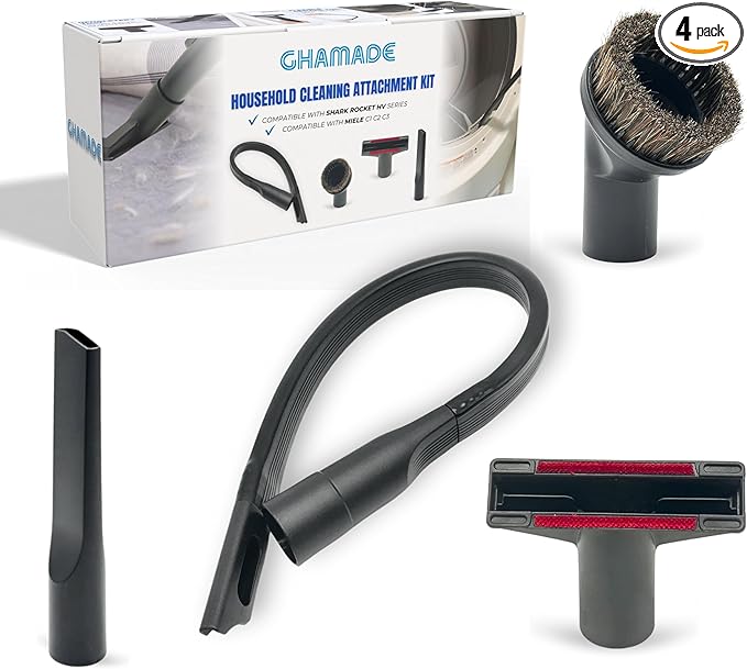 For Miele 35mm Vacuum Attachment Kit for Miele C1 C2 C3 Canister Vacuums – Horsehair Dusting Brush, Crevice Tool, Upholstery Tool, Flexible Hose Extension – Vacuum Cleaning Accessories for Home & Car