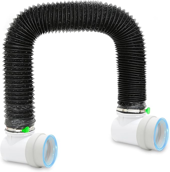4inch 10FT Dryer Vent Hose for Tight Space, 90 Degree Dryer Vent Elbow with Rubber Seal Connectors, 6-Layer Duct Hose with 2 Key Hose Clamps, Easy-Install Heat Resistant Dryer Hose Vent Kit
