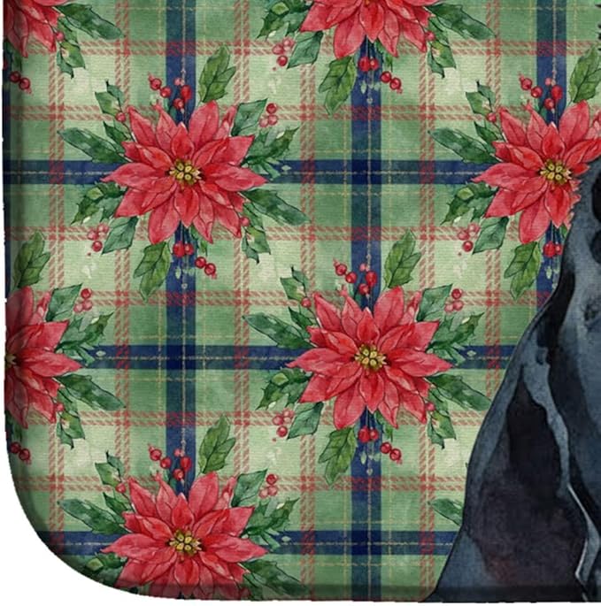 Caroline's Treasures Beauceron Christmas PoinsettIas Dish Drying Mat Absorbent Dish Drying Mat Pad for Kitchen Counter Dish Drainer Mat for Countertop, 14 x 21", Multicolor