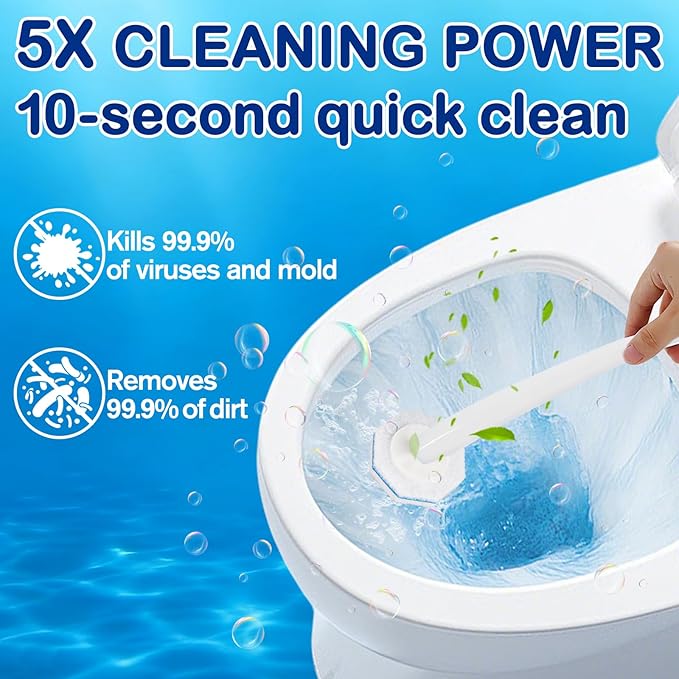 50 Count Disposable Toilet Wand Refills for Clorox Toilet Wand, 5X Cleaning Power Scrubber Refill, High-Density Disposable Brush Refills, 360° Efficient Cleaning, No Falling Apart, Fresh Fragrance
