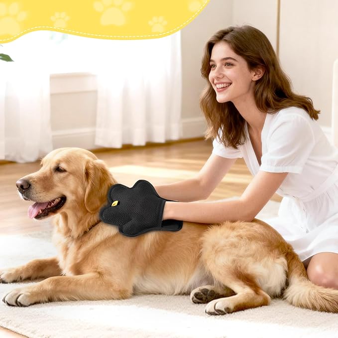 Pet Hair Removal Glove for Cats and Dogs,Cute Paw Design,Upgrade Reusable Electrostatic Magic Brush Pet Hair Removal Grooming Gloves Tool for Furniture, Bed Sheets,Couch,Clothes,Carpet,Car Seat (1)