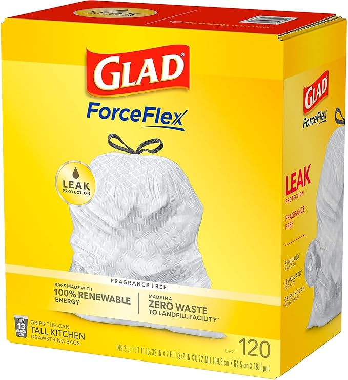 CLO78564 - Glad ForceFlex Tall Kitchen Drawstring Trash Bags