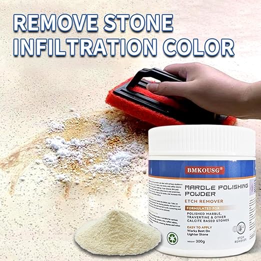 Granite Polishing Powder with Sponge Wiper & Glove, Marble Etch Remover - Professional Cleaner Compound for Granite, Marble, Quartz & Stone | Restores Shine, Removes Scratches & Etch