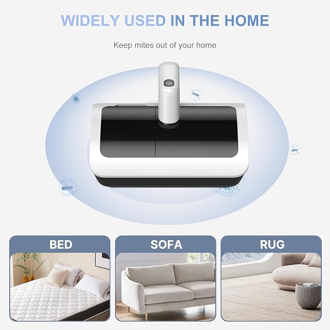 Mattress Vacuum Bed Vacuum Cleaner with UV 18000pa Super Suction Power，HEPA Filter 253.7nm UV-C Light & 30000 RPM/Min Brushroll Rotation & Heating & Ultrasonic Quintuple Tech (Corded)