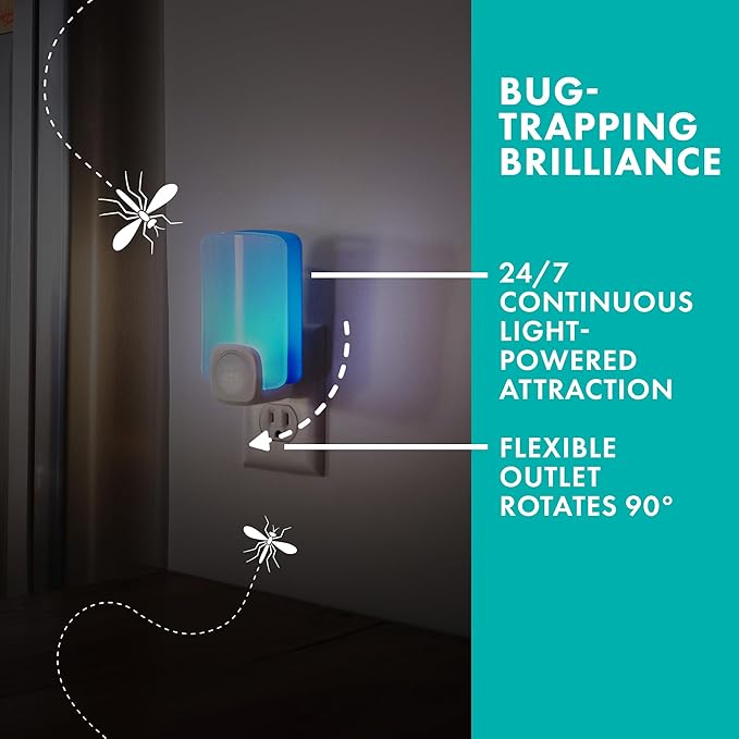 STEM Flying Insect Trap - Indoor Fruit Fly & Gnat Catcher for Home,Kitchen & Any Room,Attracts-& Traps Bugs,Soft Blue UV Light - Includes 1 Plug-in Device-& 1 Cartridge,(Pack of 4)