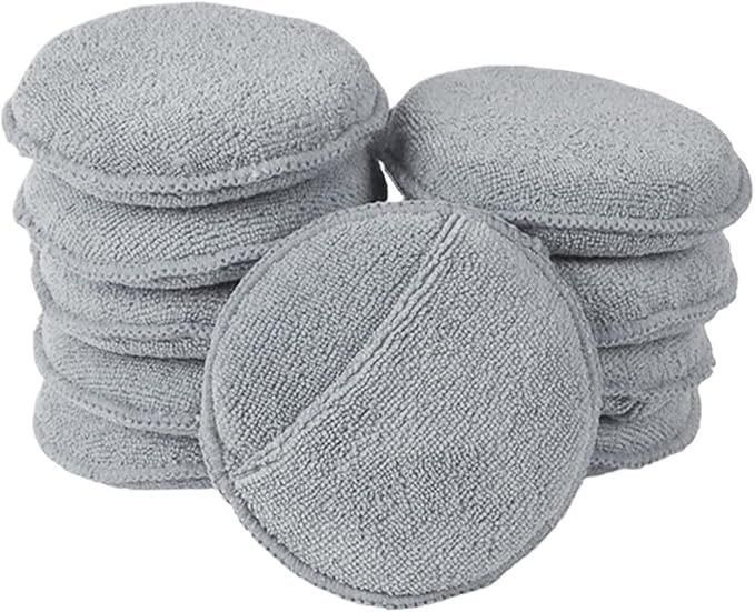 5 Inch Microfiber Wax Applicator Pad, Round Foam Sponges for Vehicle Detailing Motorcycle Daily Care(Grey 10pcs)