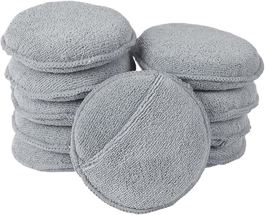 5 Inch Microfiber Wax Applicator Pad, Round Foam Sponges for Vehicle Detailing Motorcycle Daily Care(Grey 10pcs)