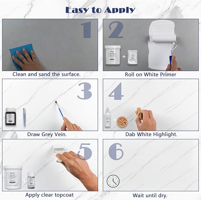 NADAMOO White Marble Countertop Paint Kit + Tub and Tile Spray Spray Paint (1 Can)