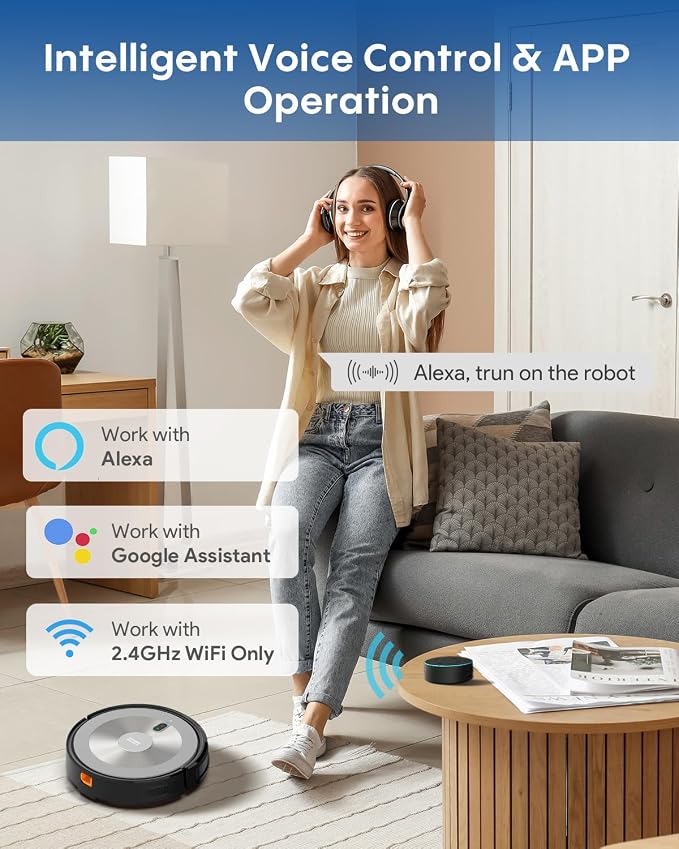 Robot Vacuum and Mop Combo, 3 in 1 Robotic Vacuum Cleaner with 4000Pa Max Suction Brushless Motor, Tangle Free, Auto Charging, Schedule, App/Remote Control, Ideal for Hard Floor, Pet Hair, Carpet