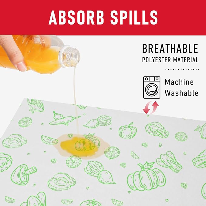 Cooyes Refrigerator Liners 17.7" x 24", Absorbent Strong Grip Fridge Mats Washable, Fridge Shelf Paper for Kitchen Cabinets, Non-Adhesive Refrigerator bin Liners for Shelves