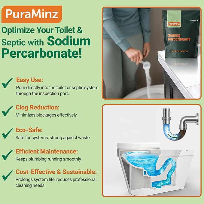 Sodium Percarbonate - 2 Pounds - Pure Oxygen Bleach Powder. Color Safe Stain & Grime Remover, Multi-Use Cleaner for Home & Laundry - Packed in Durable Resealable Packaging.