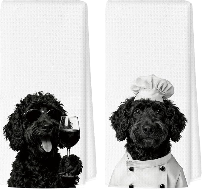 Funny Goldendoodle Kitchen Towels Set of 2, Dog Kitchen Bar Accessories, Dog Chef Gifts for Women Decorative Hand Towels for Kitchen Decor, Goldendoodle Lovers Gifts Tea Towel, 16x24 Inch