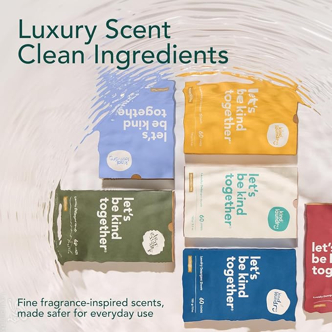 Kind Laundry Detergent Sheets - 60 Loads Fragrance Free, EWG Verified, No Residue After Wash, Eco Plastic-Free Liquidless Laundry Soap, Non-Toxic Formula, for Sensitive Skin, Travel & Dorm Friendly