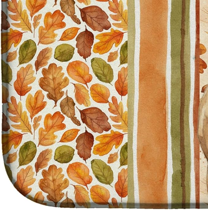 Caroline's Treasures Fawn American Staffordshire Terrier Heirloom Fall Dish Drying Mat Absorbent Dish Drying Mat Pad for Kitchen Counter Dish Drainer Mat for Countertop, 14 x 21", Multicolor