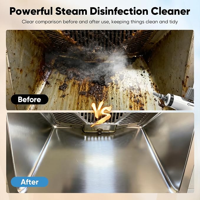 Saker Handheld Steam Cleaner New,Portable Steam Cleaner for Home,1050W Steam Cleaner,4 Fiber Cloths for Quick Heating & Deep Cleaning of Floors, Cars, and Kitchen