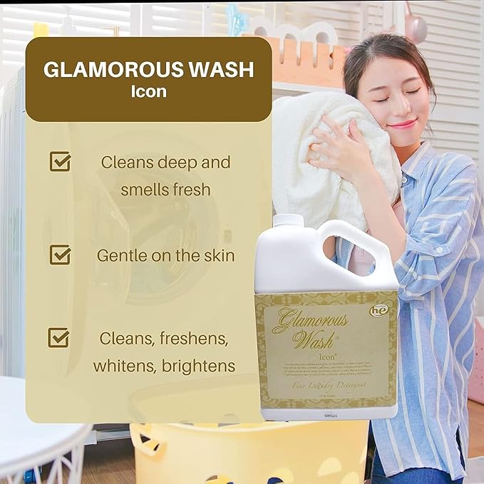Worldwide Nutrition Bundle: Tyler Candle Company Glamorous Wash Icon Scent Laundry Liquid Detergent - Luxury Liquid Laundry Detergent - 3.78L (1Gal) Container and Multi-Purpose Key Chain