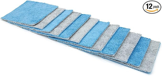 Autofiber [Saver Sheet] Coating Applicator Towel with Barrier Layer - 12 Pack (Blue/Gray, 4"x4")
