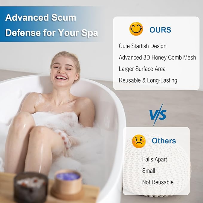 Hot Tub Scum Absorber - 2 Pack Oil Absorbing Hot Tub Floating Sponge Cleaner Absorber, Keeps Water Clear, Reusable Pool Scum Absorber Hot Tub Spa Accessories
