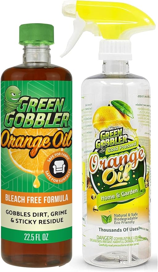 Green Gobbler Cold-Pressed Concentrated Orange Oil for Multi-Purpose Cleaning at Home, Outdoors, 32 oz, Spray Bottle Included