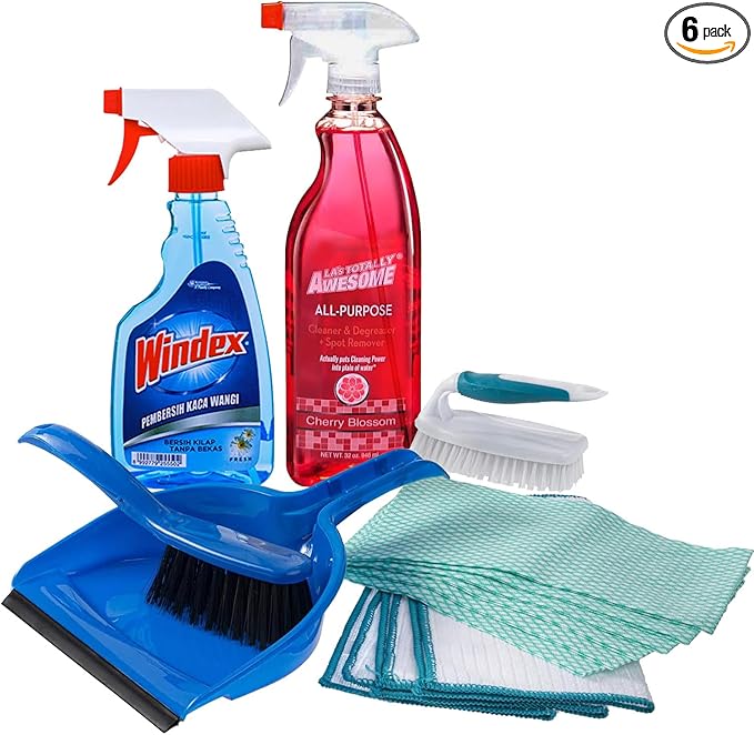 Dorm Room Multipurpose Cleaning Kit Value Pack with All-Purpose Cleaner, WINDEX® Glass Cleaner & More