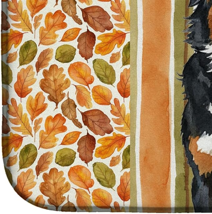 Caroline's Treasures Bernese Mountain Dog Heirloom Fall Dish Drying Mat Absorbent Dish Drying Mat Pad for Kitchen Counter Dish Drainer Mat for Countertop, 14 x 21", Multicolor