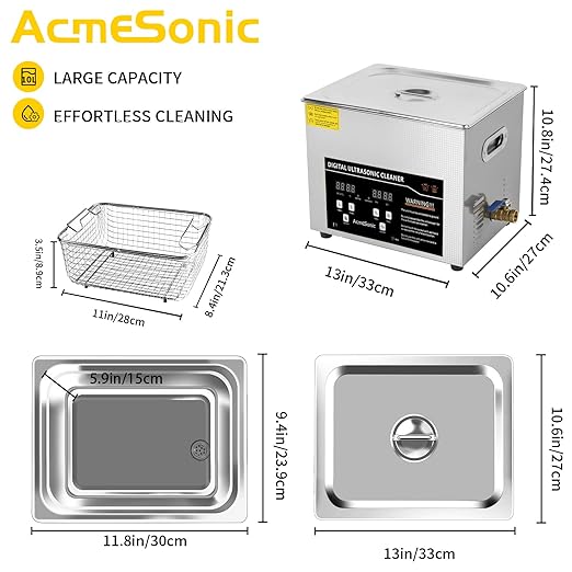 Ultrasound Cleaning Machine 10L Digital Ultrasonic Parts Cleaner with Timer 40kHz SUS 304 Stainless Steel Lab Sonic Cleaner for Professional Tools,Metal Parts,Jewelry,Eyeglasses