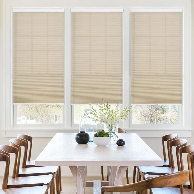 MYshade 1.5-Inch Cellular Cordless Light Filtering Shades, Honeycomb Window Blinds for Soft Daylight & Privacy, Thermal Insulation, Child Safe, Inside or Outside Mount (38" W x 72" H, Beige)