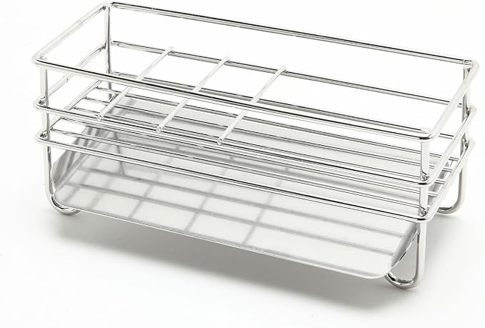 INEX Scrubber & Detergent Drain Shelf Sink Caddy (Stainless Steel, 3.3" H x 7.8" W x 3.9" D)