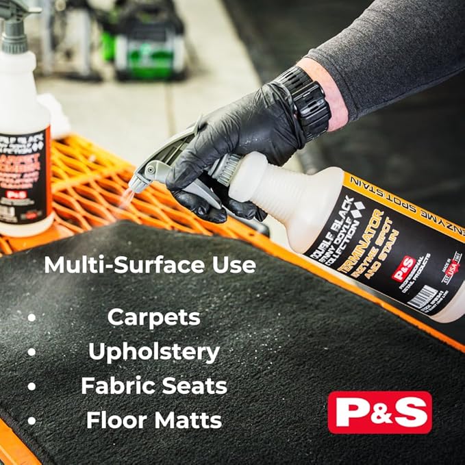 P & S PROFESSIONAL DETAIL PRODUCTS Terminator Enzyme Spot & Stain Remover – Professional Upholstery & Carpet Cleaner, Eliminates Grease, Dirt, Protein-Based Stains, Fresh Scent - 16 Oz.