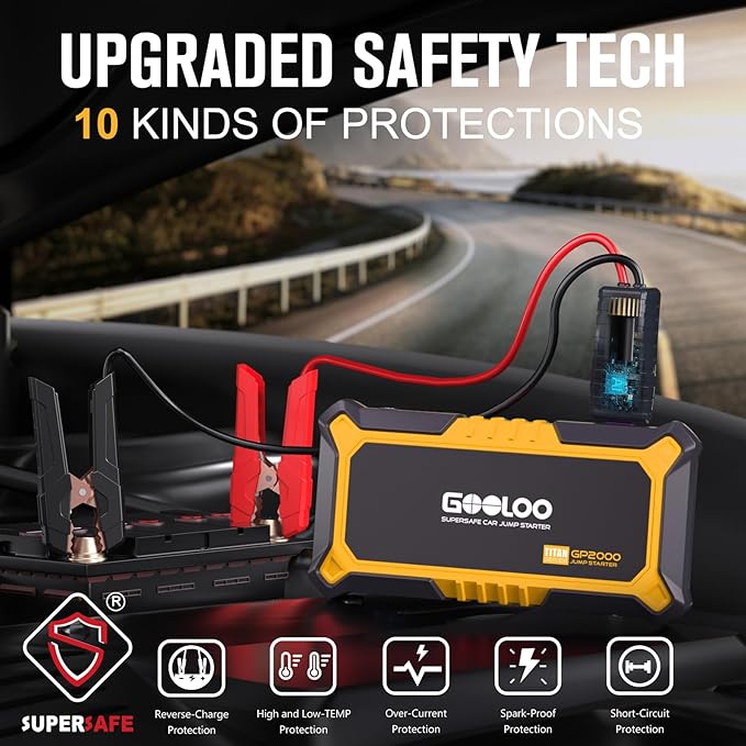 GOOLOO GP2000 Jump Starter Yellow&GOOLOO F1 Compressed Air Duster