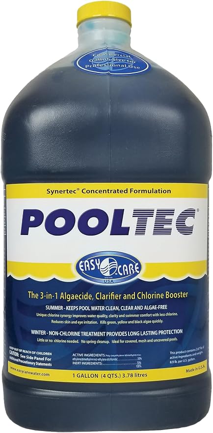 EASYCARE 30128 Pooltec Algaecide, Clarifier and Chlorine Salt Cell Booster, 128 Fl. Oz Bottle