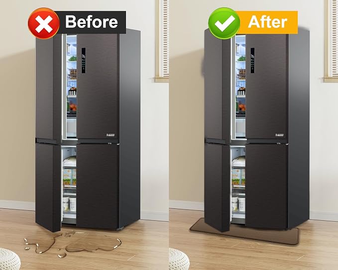 Refrigerator Mat, Washing Machine Spill Liner, Drip Tray and Leak Catcher Mat, Fridge Mat Prevent Water Leakage and Floor Damage from Elecrical Equipment Heavy Duty 37.5'' x 8.5'' Brown
