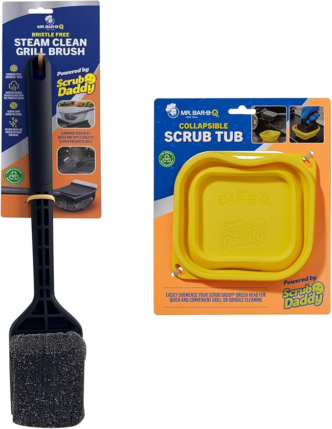 Mr. Bar-B-Q Bristle Free Grill Brush Plus Scrub Tub Bundle | Powered by Scrub Daddy