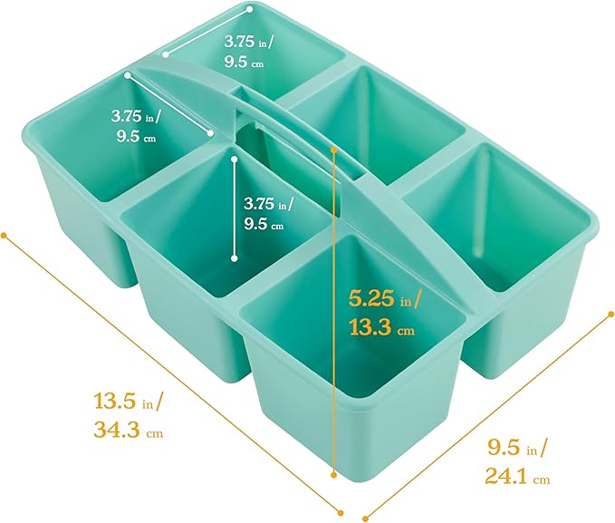 ECR4Kids 6-Compartment Large Plastic Caddy, Multipurpose Organization, Contemporary, 6-Pack