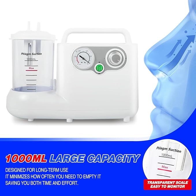 1000ml Liquid Storage Bottle Kit for Portable Suction- Collection Bottle, Main Suction Tube, Connection Tube and Air Filter