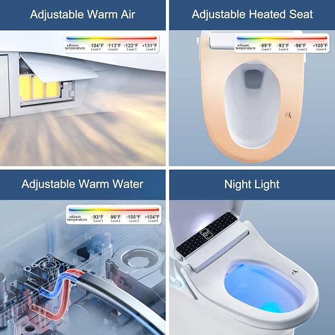 Heated Bidet Toilet Seat with Remote - Electric Bidet Seat(Elongated)