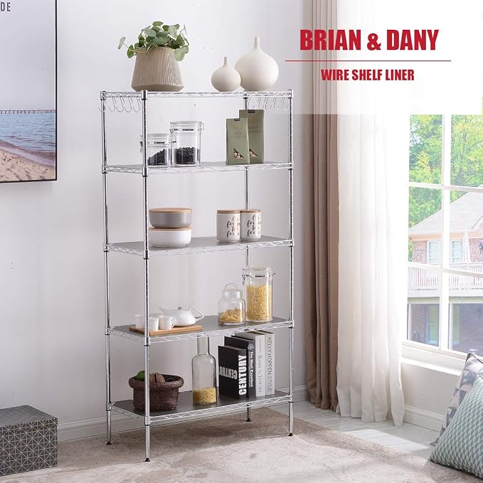 BRIAN & DANY Wire Shelf Liner 18" X 24", Heavy Duty Shelf Liners for Wire Shelving, Waterproof Protector Mats, Set of 5, Transparent