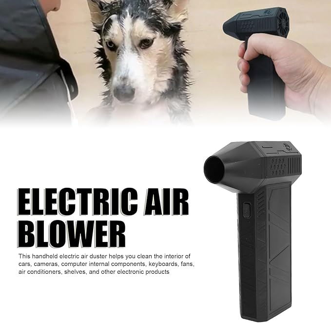 Zunate Compressed Air Duster, 130000RPM Electric Air Duster, 3 Gear Adjustable Blower Fan, High Speed Brushless Motor, Heat Managemen, Mini Dry Blower for Car Home, PC Cleaning
