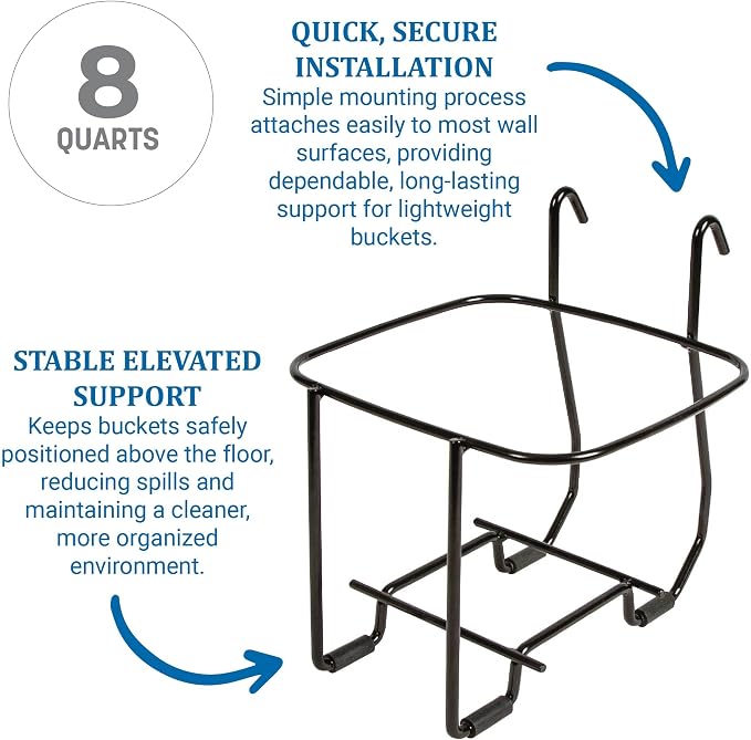 San Jamar Kleen-Pail® Stainless Steel Wall-Mount Stand Only (for 8 Qt Pro Bucket) Black