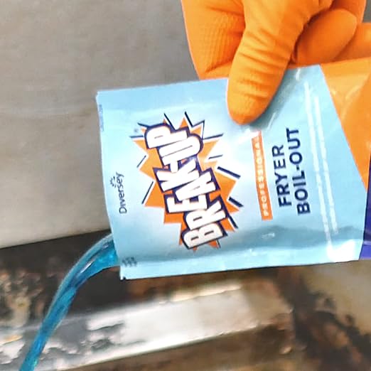 Diversey Break-Up Professional Fryer Boil-Out Cleaner Liquid, Heavy-Duty Deep Fryer Degreaser, Removes Carbonized Grease, Low-Foam Formula, 2 oz Packet