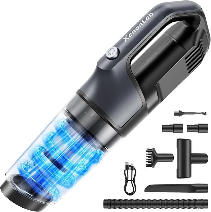 4-in-1 Cordless Handheld Vacuum, 1.1lb Ultra-Light, 10000Pa Powerful Suction, Portable Car Vacuum with HEPA Filter & Large Dust Cup, Rechargeable for Car-Black
