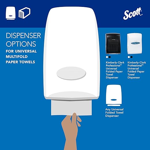 Scott® Professional Universal Multifold Paper Towels, Bulk (01804), Absorbency Pockets, 9.2" x 9.4" sheets, Plus Tier, Compressed, White (250 Sheets/Pack, 16 Packs/Case, 4,000 Sheets/Case)