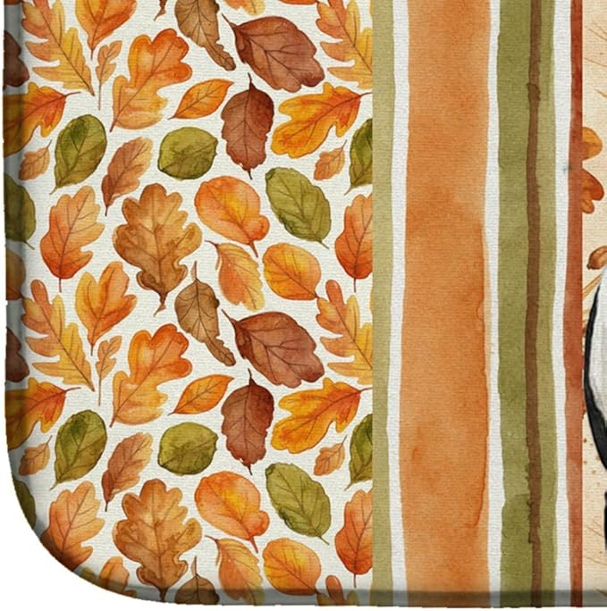 Caroline's Treasures Black and White Basenji Heirloom Fall Dish Drying Mat Absorbent Dish Drying Mat Pad for Kitchen Counter Dish Drainer Mat for Countertop, 14 x 21", Multicolor
