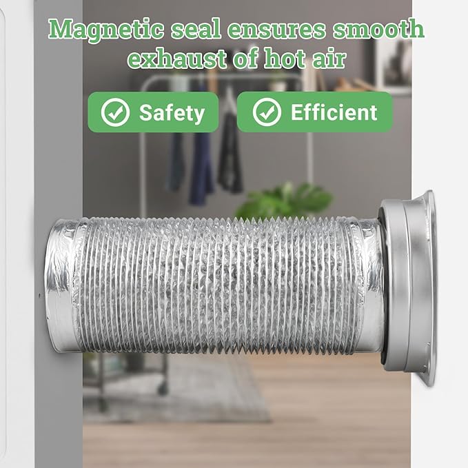 DV180 Magnetic Dryer Vent Connector Kit, 4 Inch Quick Connect Dryer Vent Coupling with 3.3 FT Aluminum Hose, Dryer Vent Hose Connector for Tight Spaces and Easy Cleaning