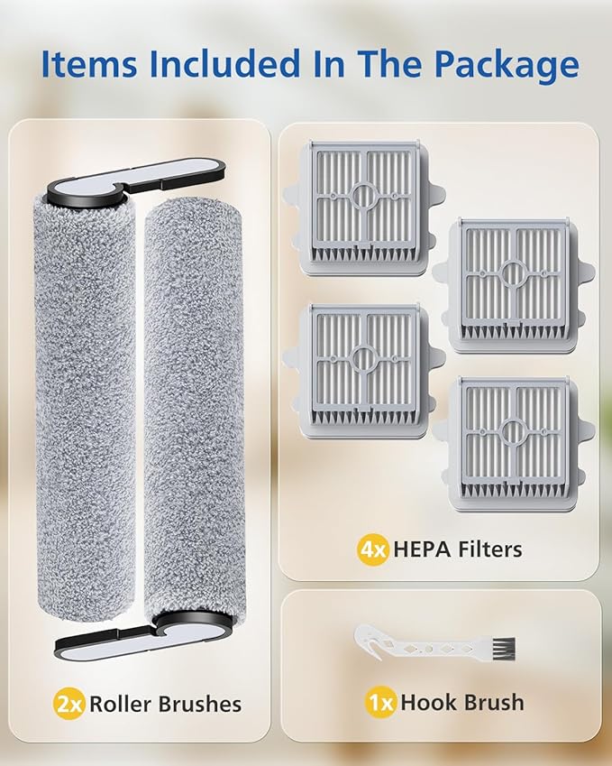 F25 Brush Roll and HEPA Filter Replacement Kit Accessories Compatible with Roborock F25/F25 ACE/F25 ALT/F25 LT/F25 RT/F25 ACE/F25 GT/F25 Ultra Cordless Wet Dry Vacuum Cleaner